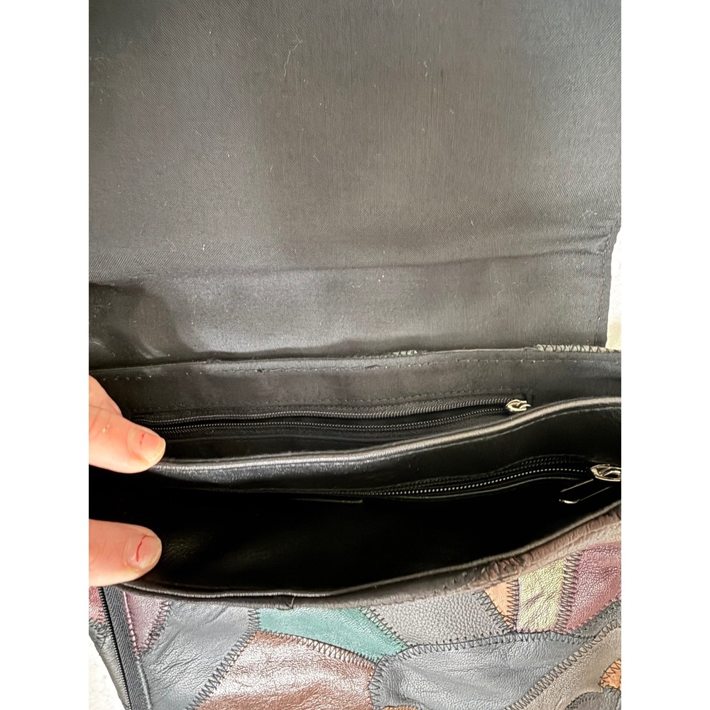 Unique Patchwork Leather Shoulder Bag Crossbody M… - image 5